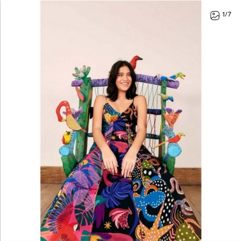 Vibrant Multicolor Farm Rio Maxi Dress with Tropical Print